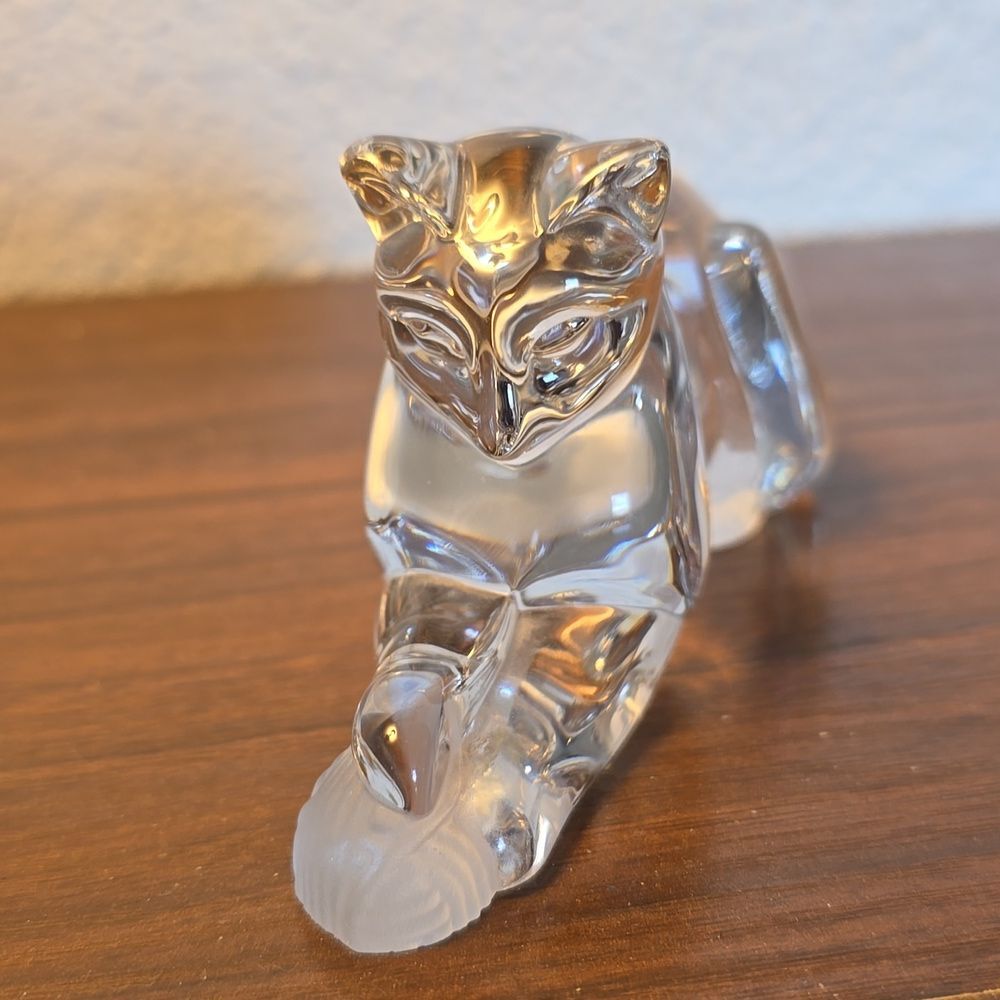 LENOX CRYSTAL PLAYTIME CAT W/ FROSTED BALL OF YARN - GERMANY